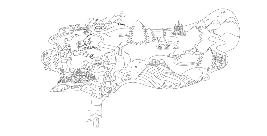 Line art for Fiat Professional Camper Illustration