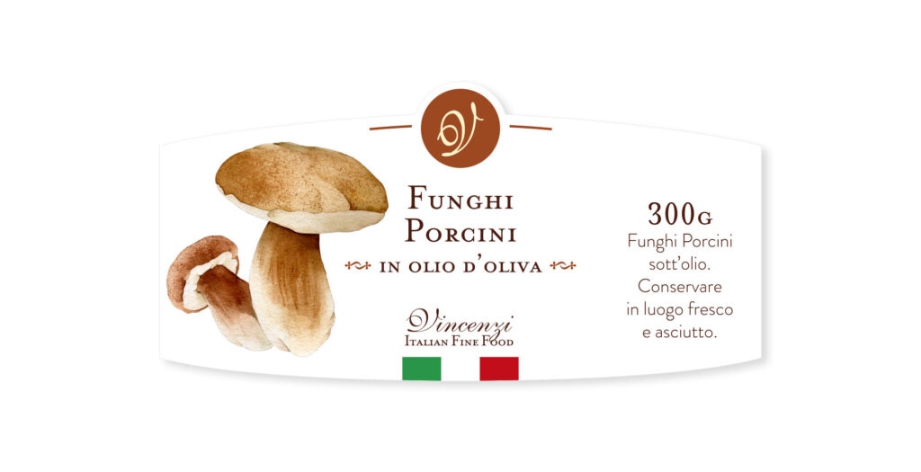 Vincenzi Fine Food mushroom label